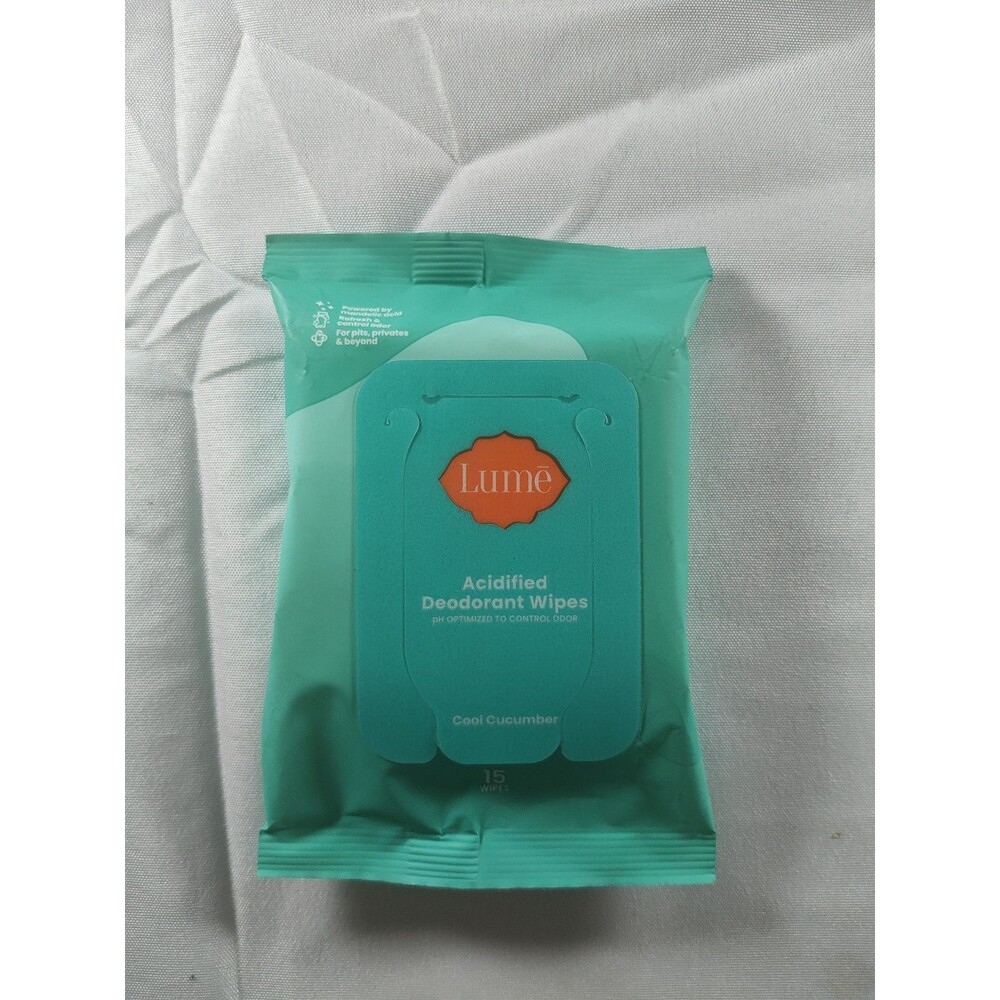 LUME ACIDIFIED Deodorant Wipes 15 CT  COOL CUCUMBER Pits & Privates Odor Control